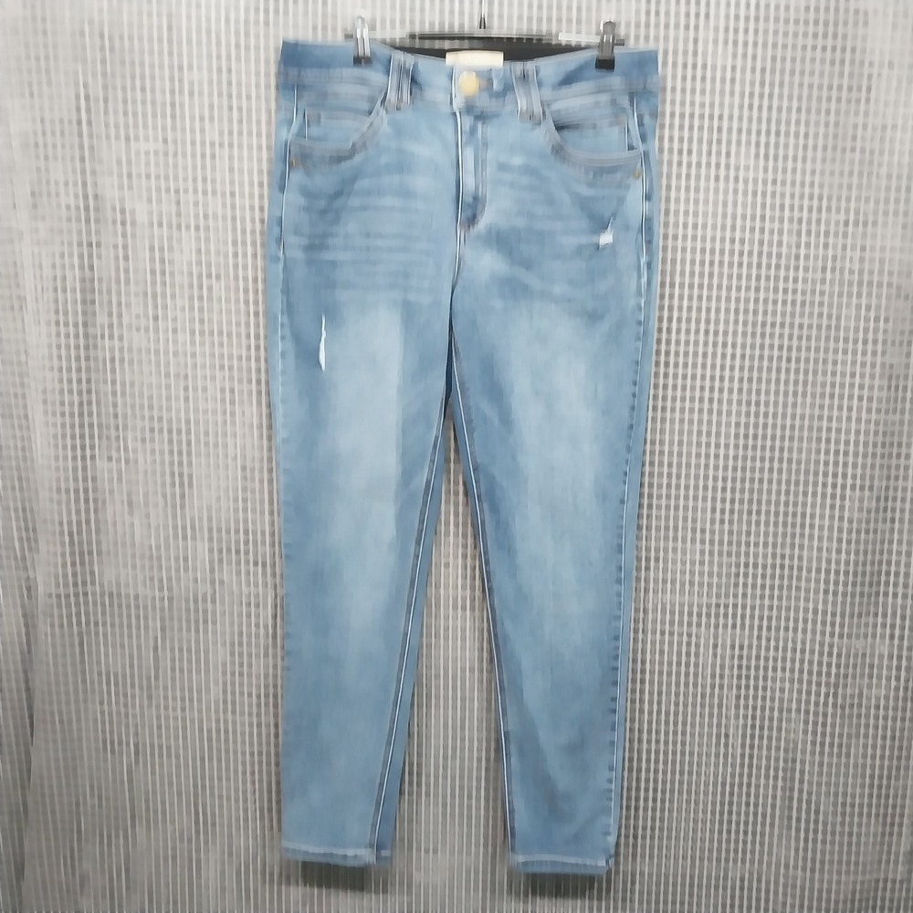 Democracy Womens Skinny Jeans Ab Technology‎ Distressed Stretch 12 Light Blue